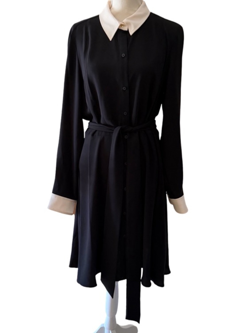 Ralph Lauren Two Tone Belted Georgette Shirtdress Size L-XL NEW
